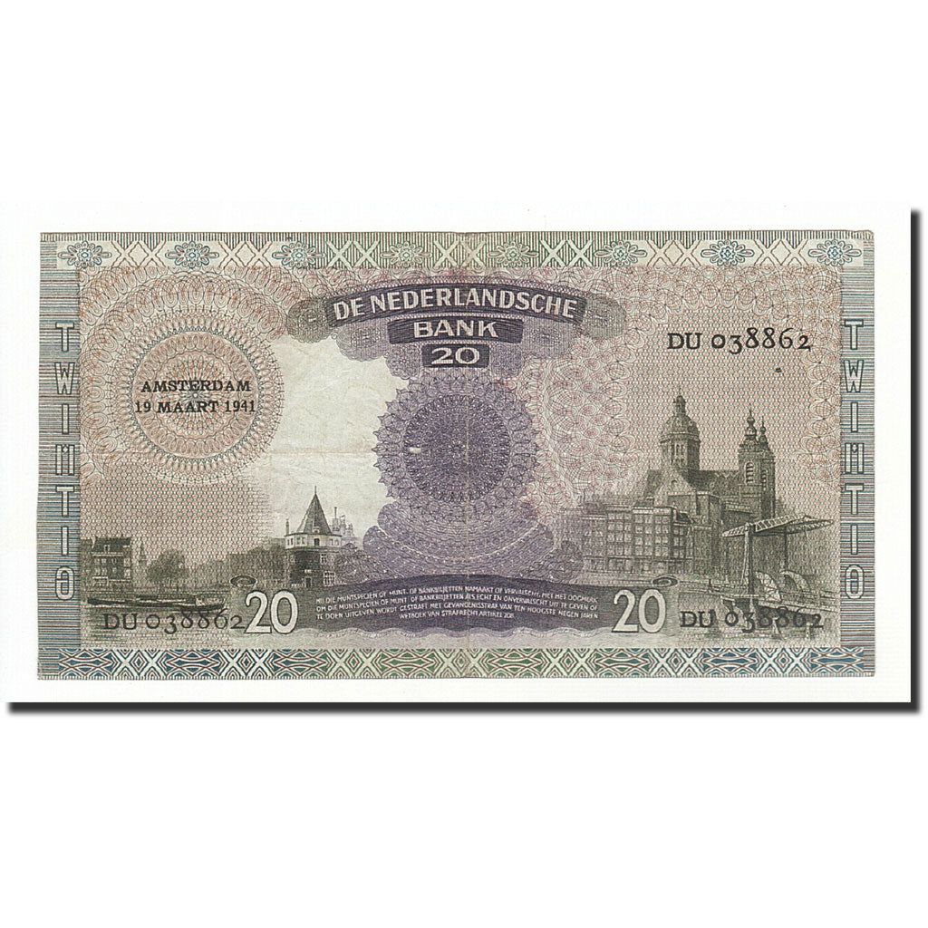 Banconote, Paesi Bassi, 20 Gulden, KM:55, 1941-03-19, SPL-