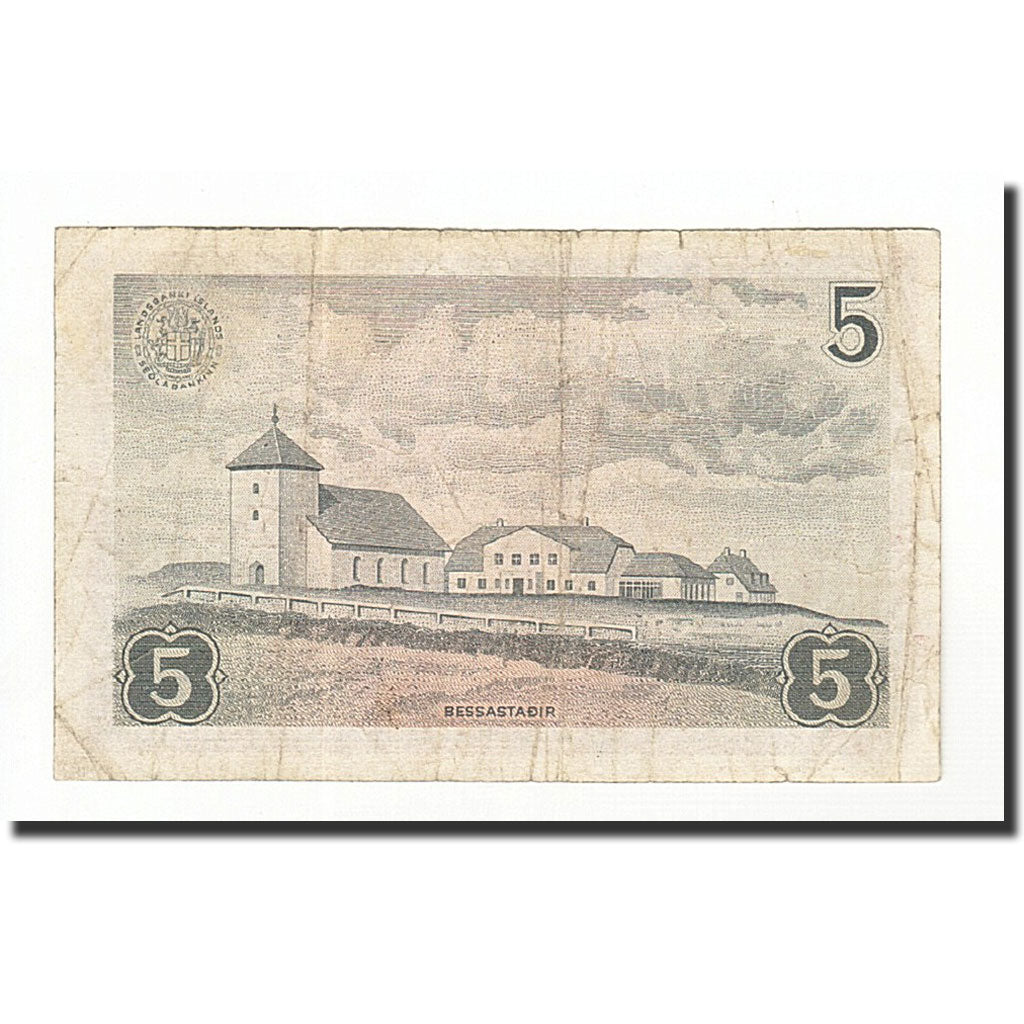 Islanda, 5 Kronur, 1957, KM:37a, B+