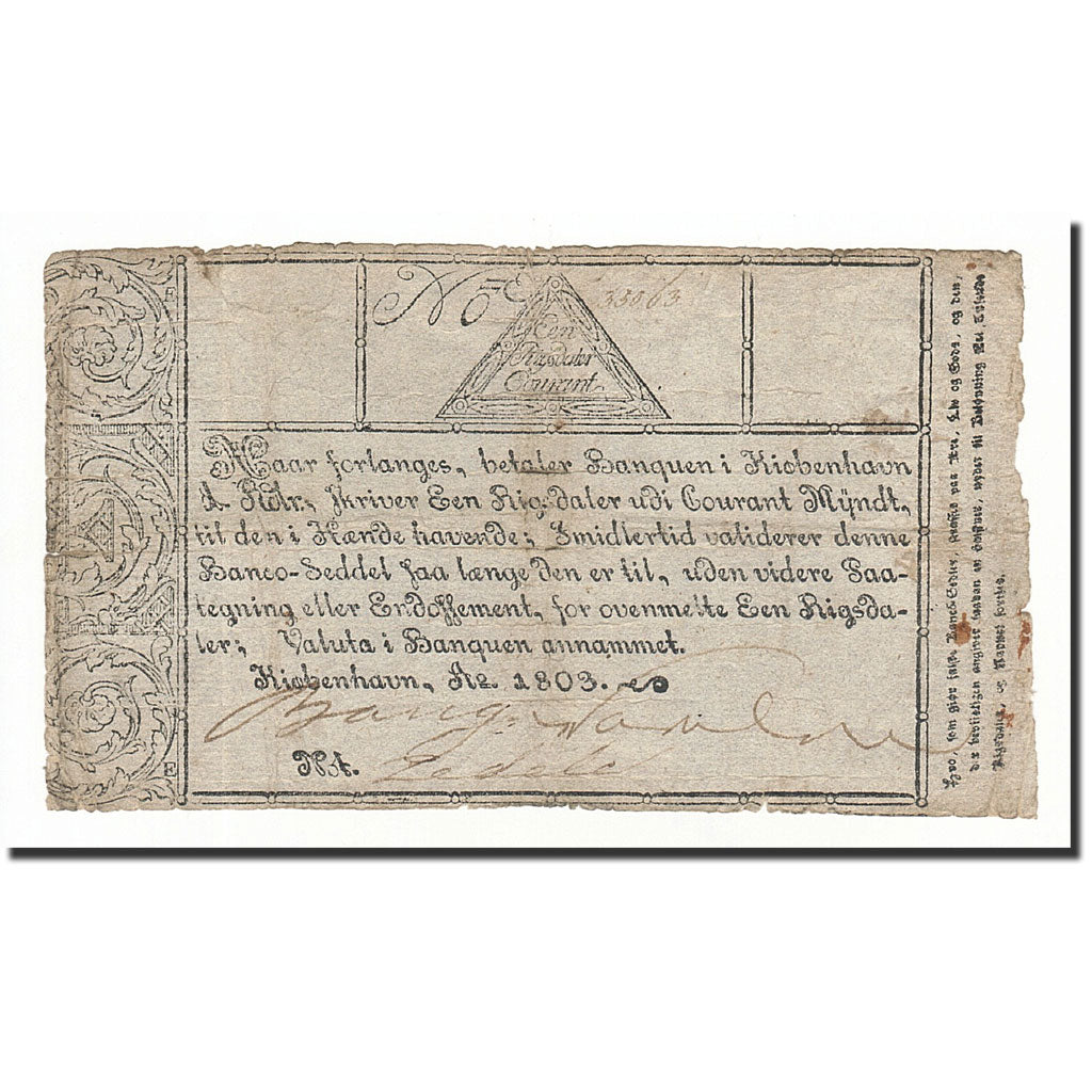 Denmark, 1 Rigsdaler Courant, 1788-1808, KM:A28, F(12-15)