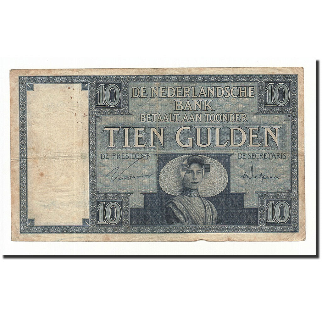Paesi Bassi, 10 Gulden, KM:43c, 1931-04-09, MB