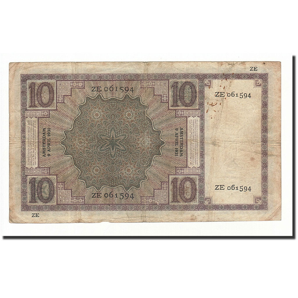 Paesi Bassi, 10 Gulden, KM:43c, 1931-04-09, MB
