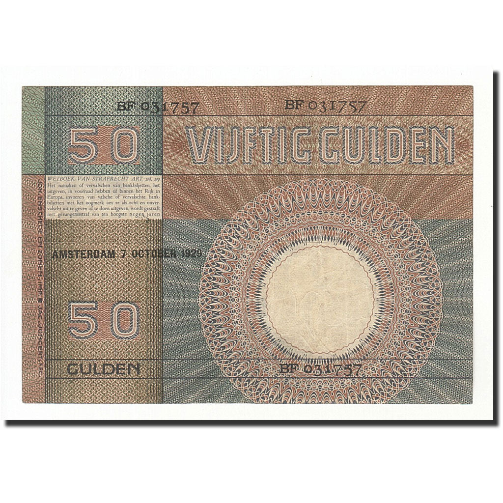 Netherlands, 50 Gulden, KM:47, 1929-10-07, EF(40-45)