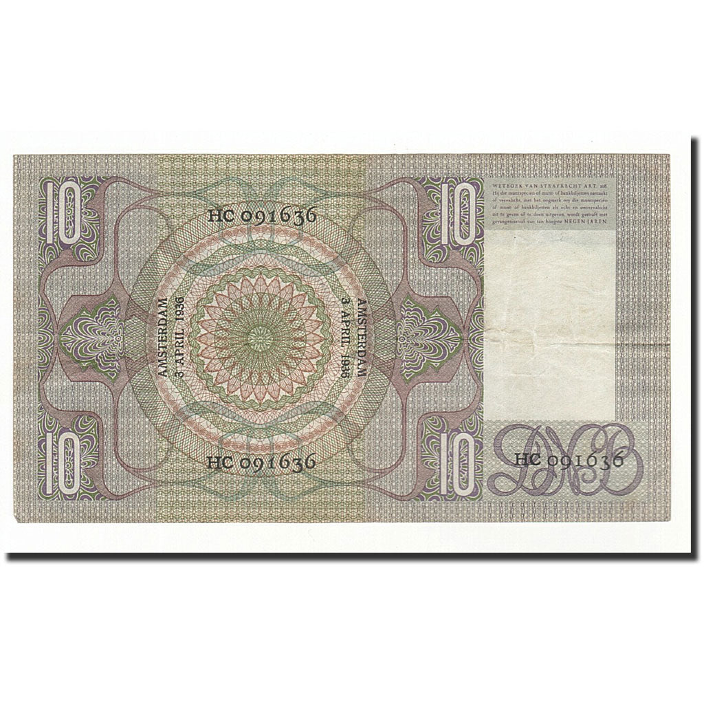 Niederlande, 10 Gulden, KM:49, 1936-04-03, SS