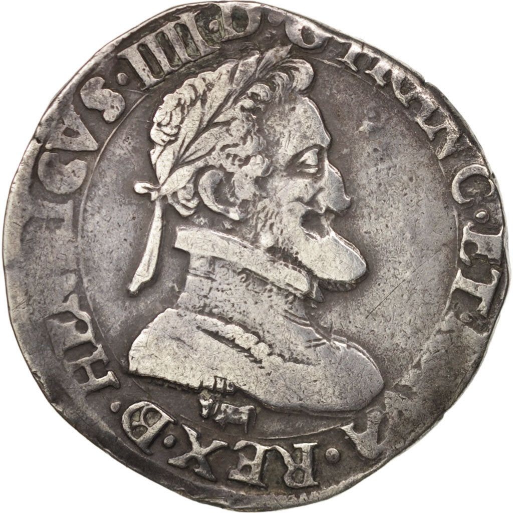France, Henri IV, Demi Franc, 1595, Morlaas, EF(40-45), Silver, Sombart:4848