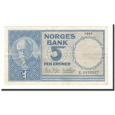 Billete, 5 Kroner, 1957, Noruega, KM:30c, MBC+