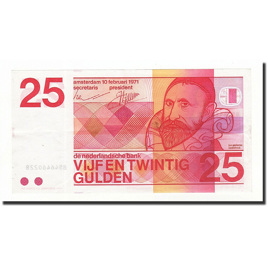 Paesi Bassi, 25 Gulden, KM:92a, 1971-02-10, BB+