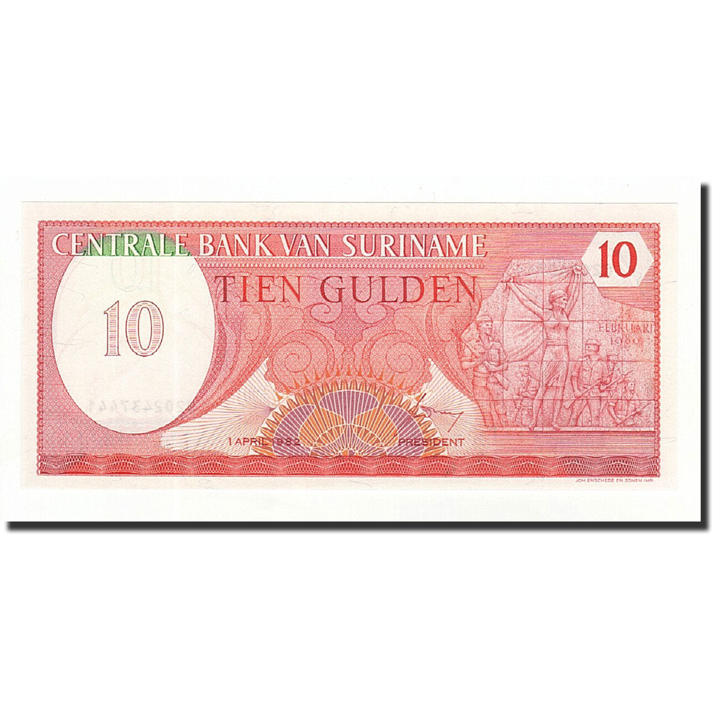 Surinam, 10 Gulden, 1982-04-01, KM:126, UNC(65-70)