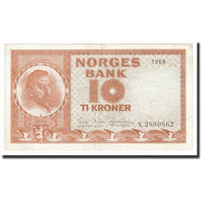 Norvegia, 10 Kroner, 1969, KM:31d, BB