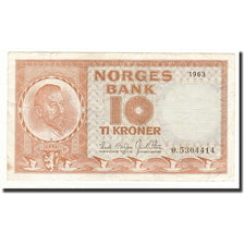 Norway, 10 Kroner, 1963, KM:31d, EF(40-45)