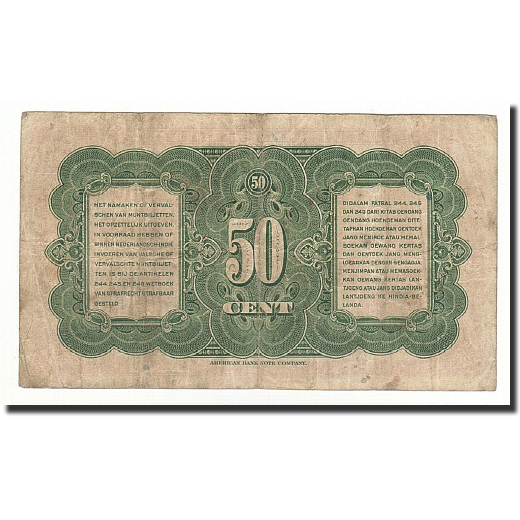 INDIE OLANDESI, 50 Cents, KM:110a, 1943-03-02, MB