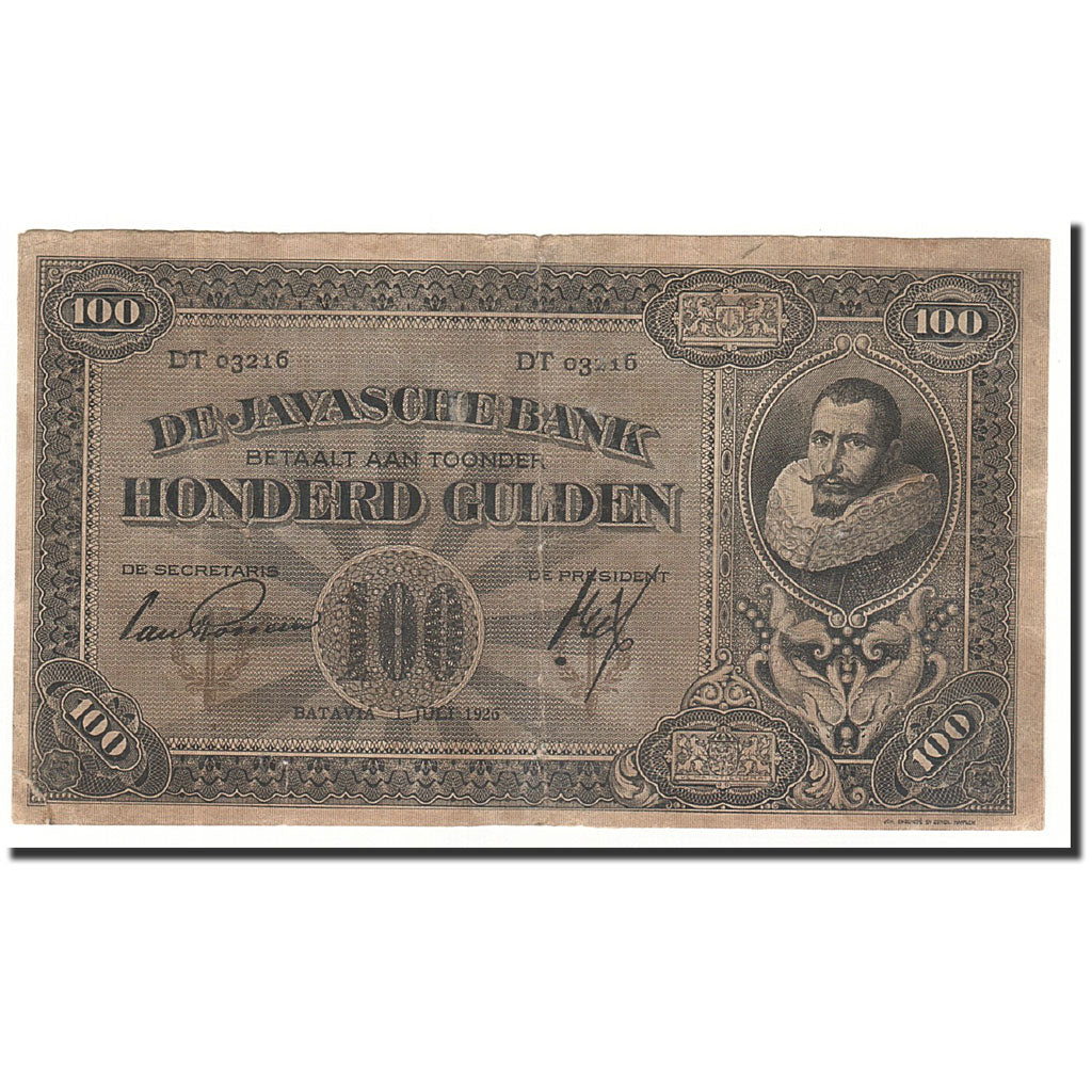 Billet, Netherlands Indies, 100 Gulden, 1926-07-01, KM:73b, B+