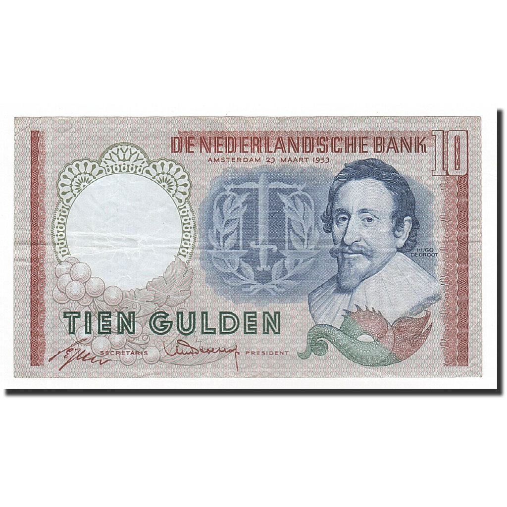 Banknote, Netherlands, 10 Gulden, 1953-03-23, KM:85, AU(50-53)