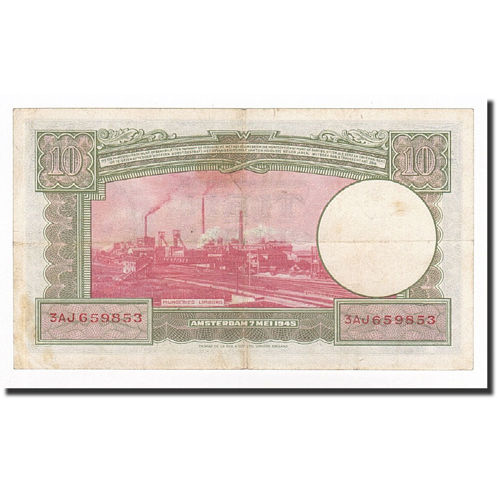 Paesi Bassi, 10 Gulden, KM:75b, 1945-05-07, MB