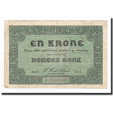 Billete, 1 Krone, 1917, Noruega, KM:13a, MBC