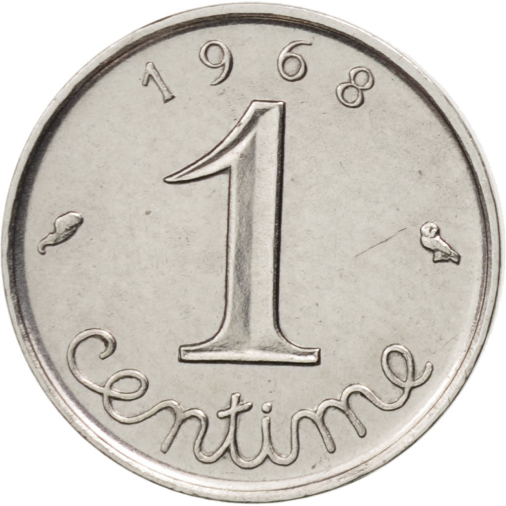 France, Épi, Centime, 1968, Paris, AU(55-58), Stainless Steel, KM:928, Gadoury91