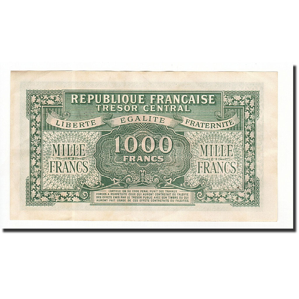 Banconote, Francia, 1000 Francs, 1944, BB+, Fayette:VF 12.1A, KM:107