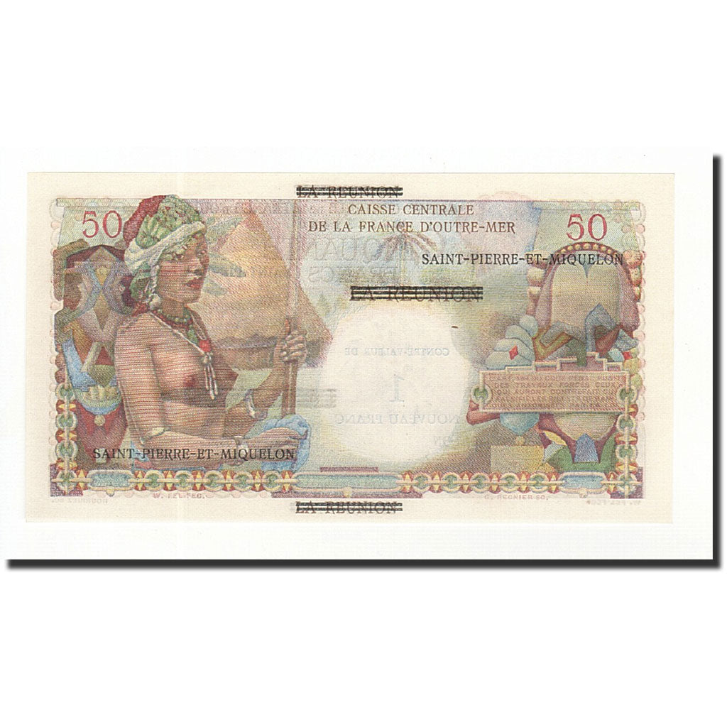 Biljet, Saint-Pierre-et-Miquelon, 1 Nouveau Franc on 50 Francs, 1960, Undated