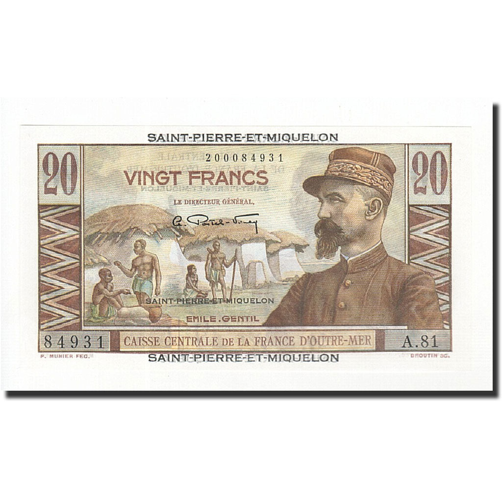 St. Pierre und Miquelon, 20 Francs, 1950, KM:24, Undated (1950-1960), UNZ