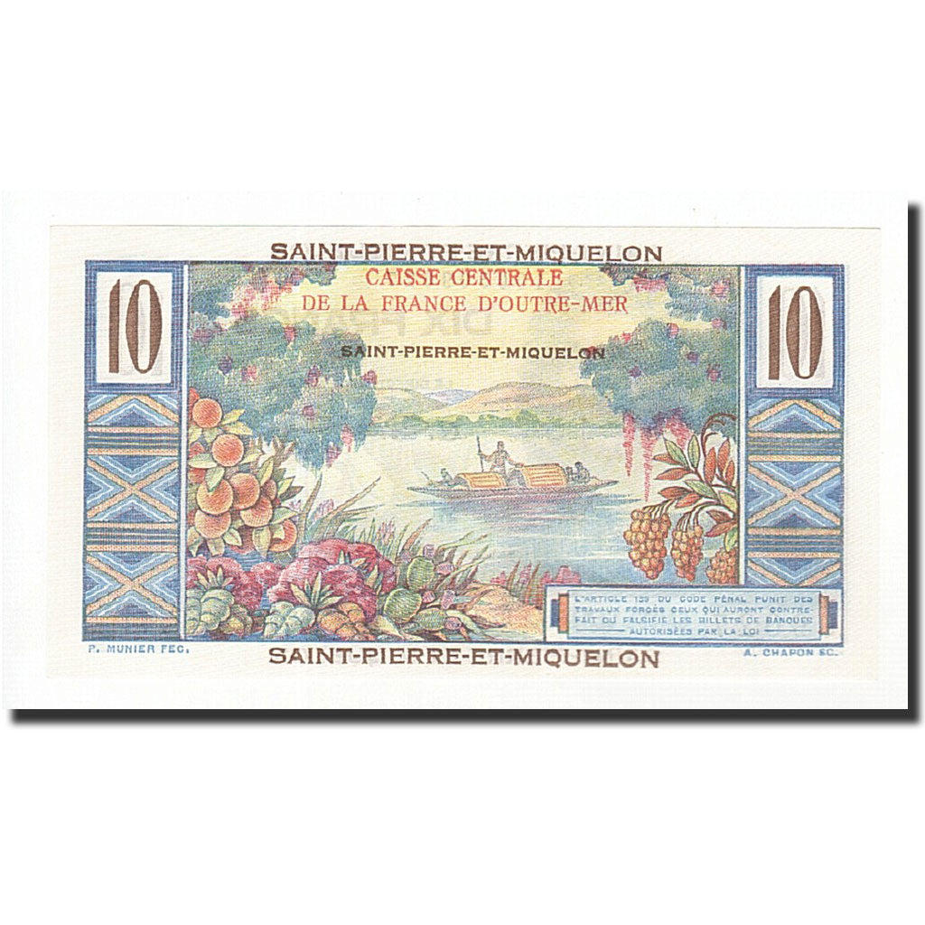 Geldschein, St. Pierre und Miquelon, 10 Francs, Undated (1950-1960), UNZ, KM:23