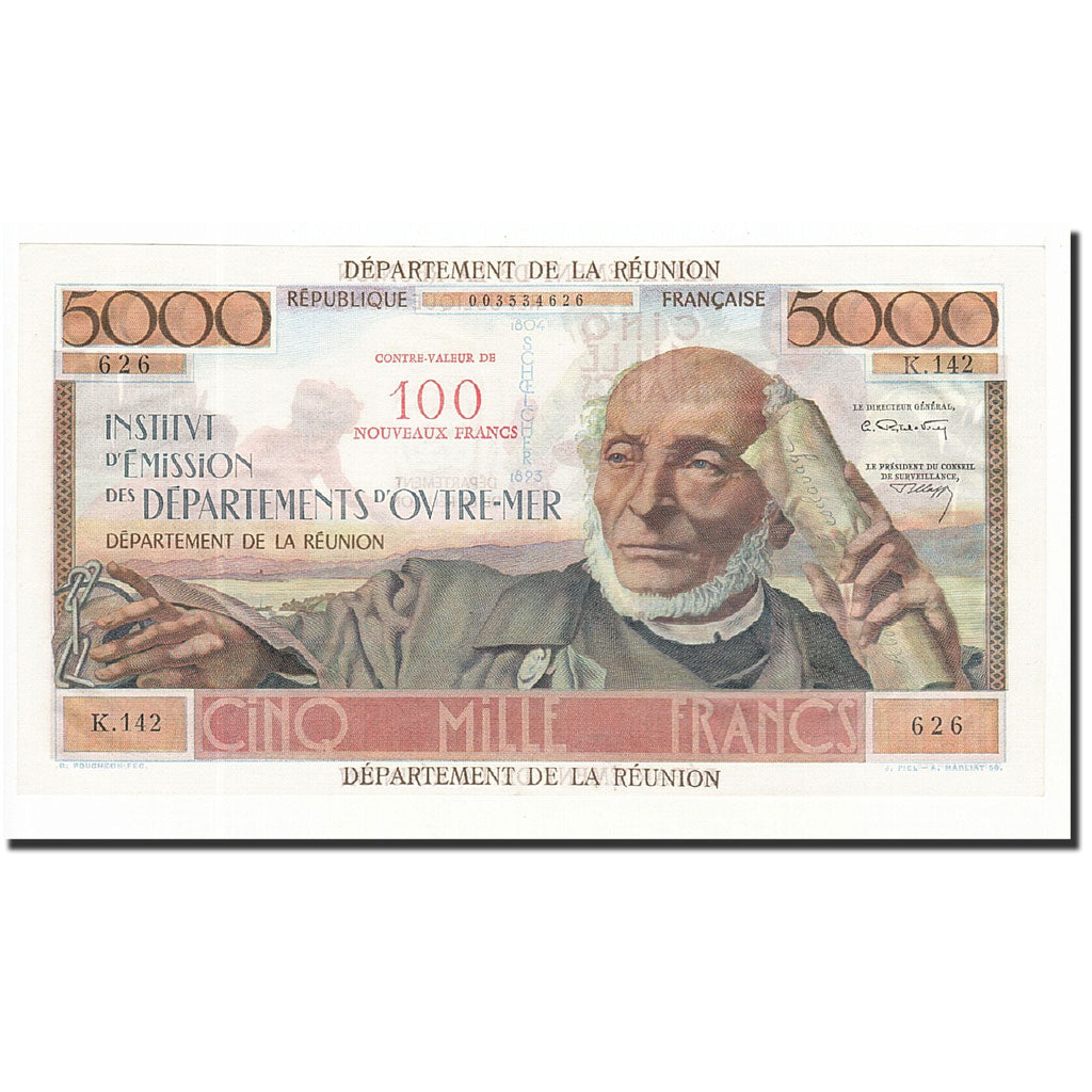 Banconote, Réunion, 100 Nouveaux Francs on 5000 Francs, 1967, 1971, SPL, KM:56b
