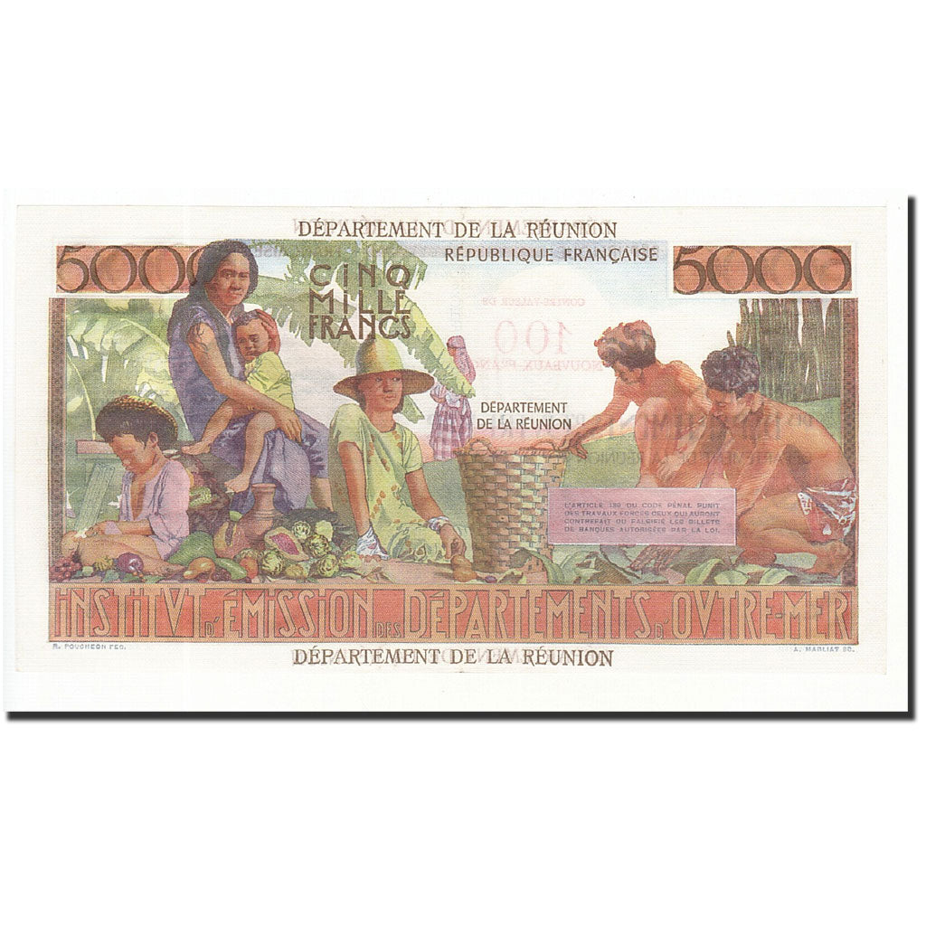 Banconote, Réunion, 100 Nouveaux Francs on 5000 Francs, 1967, 1971, SPL, KM:56b