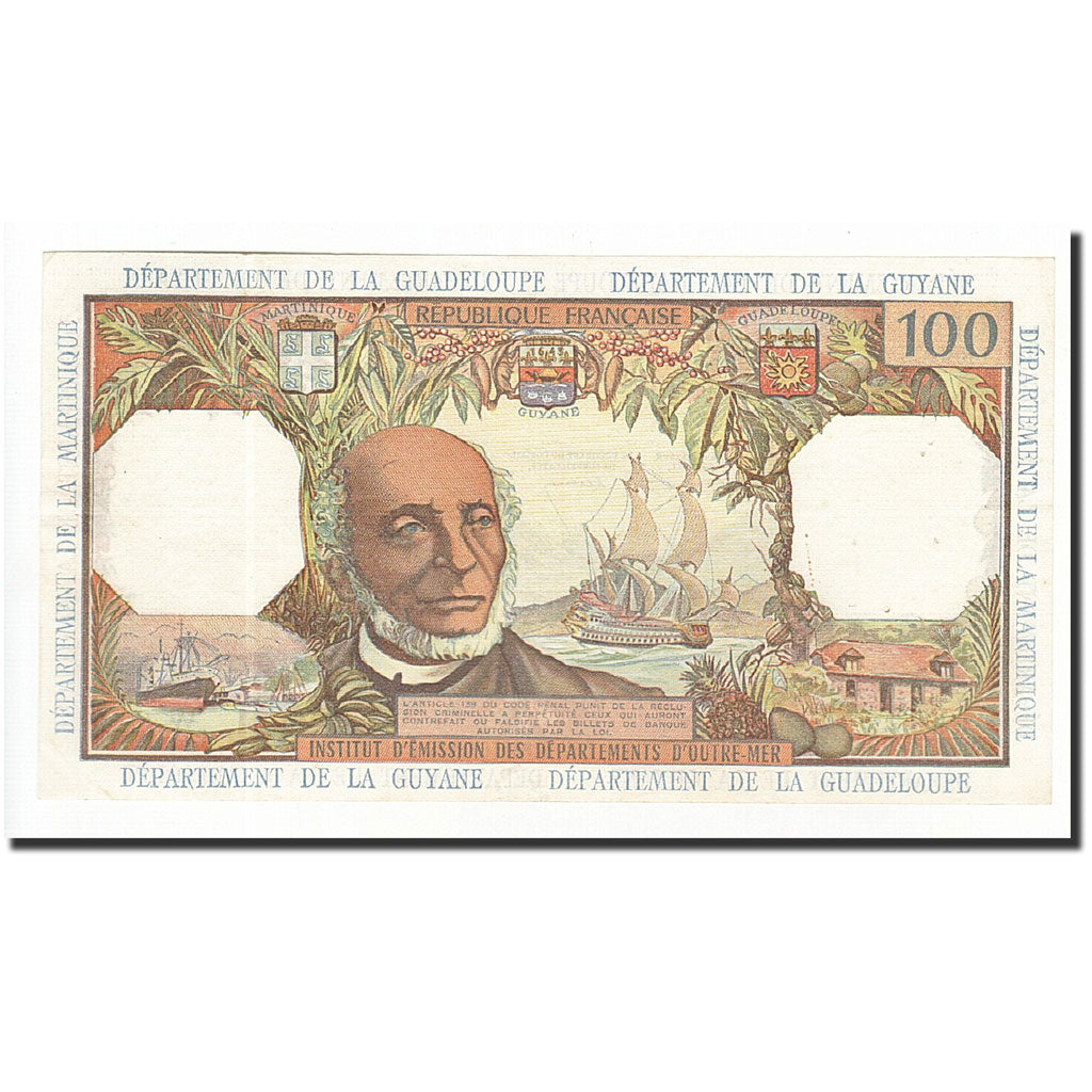 French Antilles, 100 Francs, 1964, KM:10a, SUP