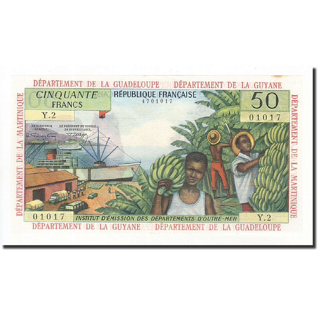 French Antilles, 50 Francs, 1964, KM:9b, UNZ-
