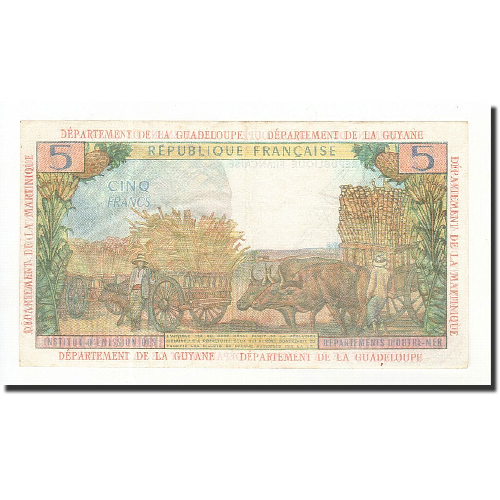 Antille francesi, 5 Francs, 1964, KM:7b, SPL-