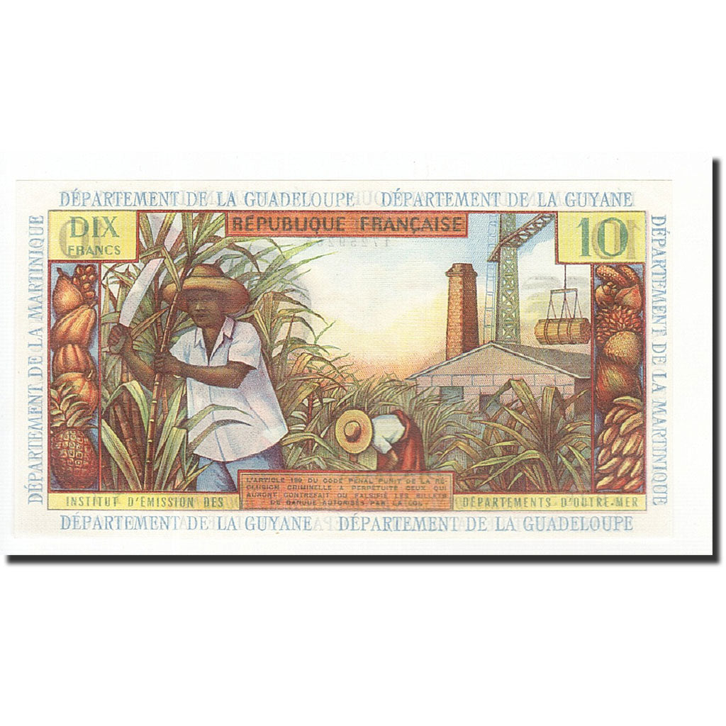 French Antilles, 10 Francs, Undated (1964), KM:8b, NEUF