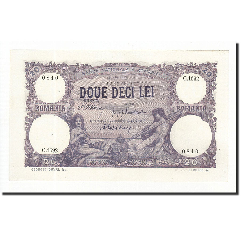 Geldschein, Rumänien, 20 Lei, 1917, 1917-07-06, KM:20a, UNZ-