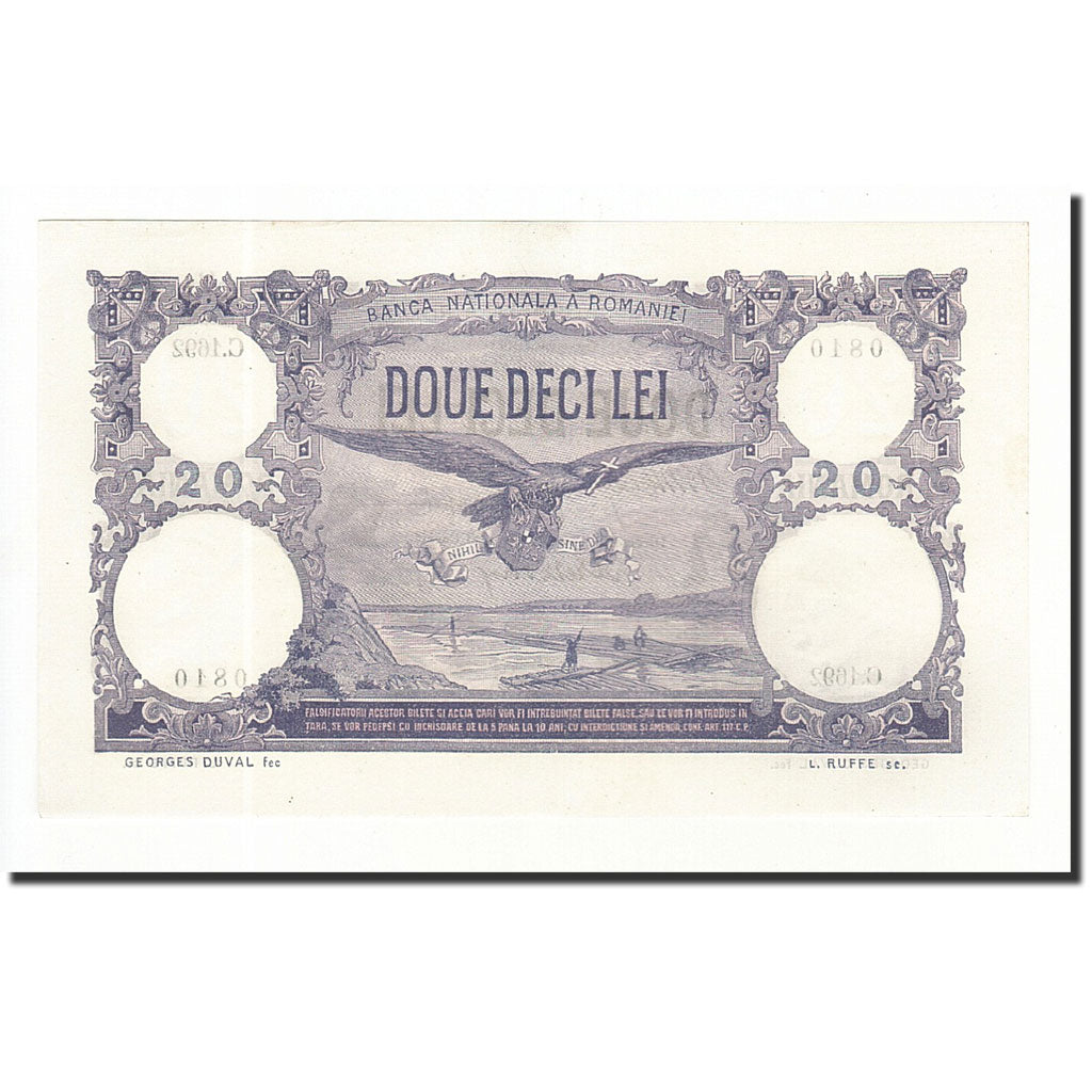 Geldschein, Rumänien, 20 Lei, 1917, 1917-07-06, KM:20a, UNZ-