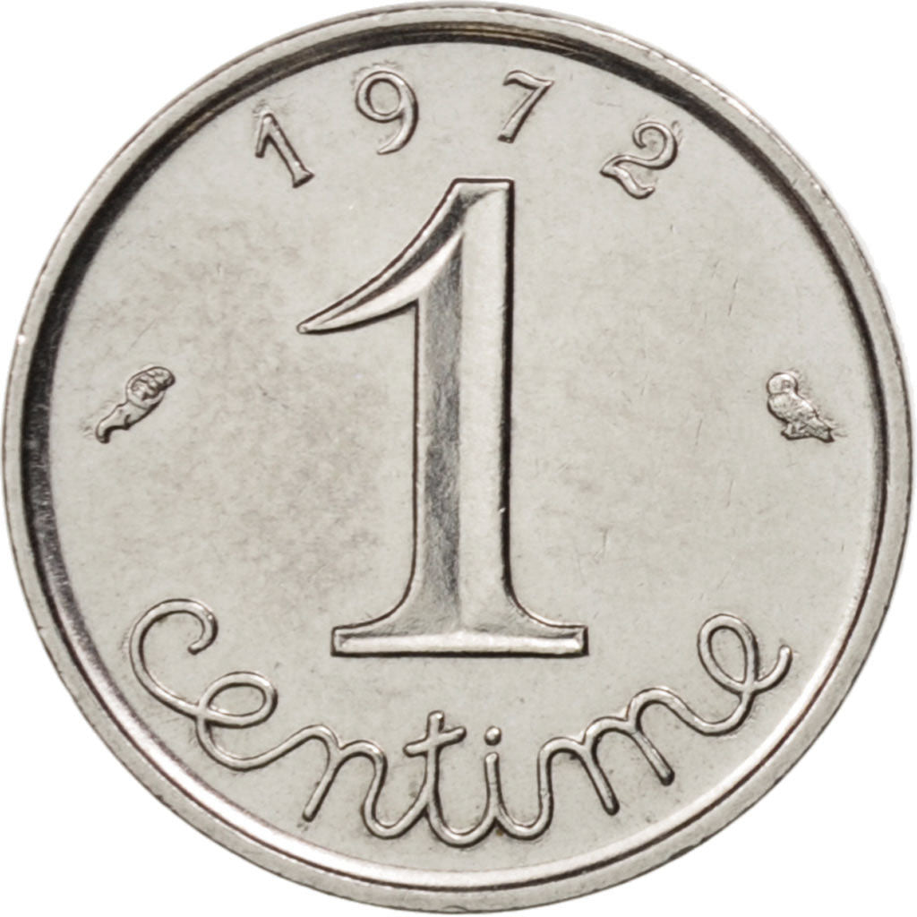 France, Épi, Centime, 1972, Paris, AU(55-58), Stainless Steel, KM:928, Gadoury91
