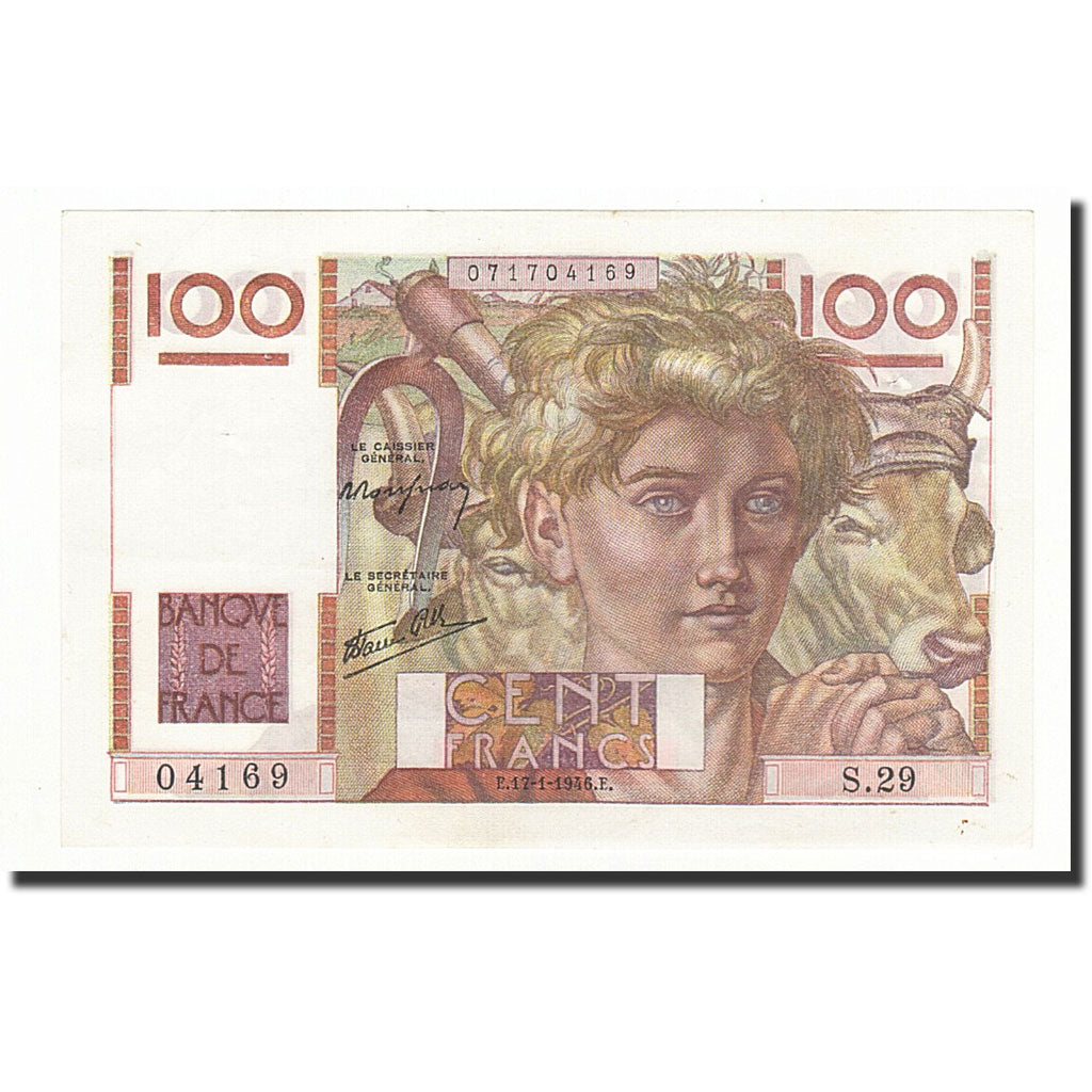 Banknot, Francja, 100 Francs, 1946, 1946-01-17, AU(50-53), Fayette:28.2, KM:128a
