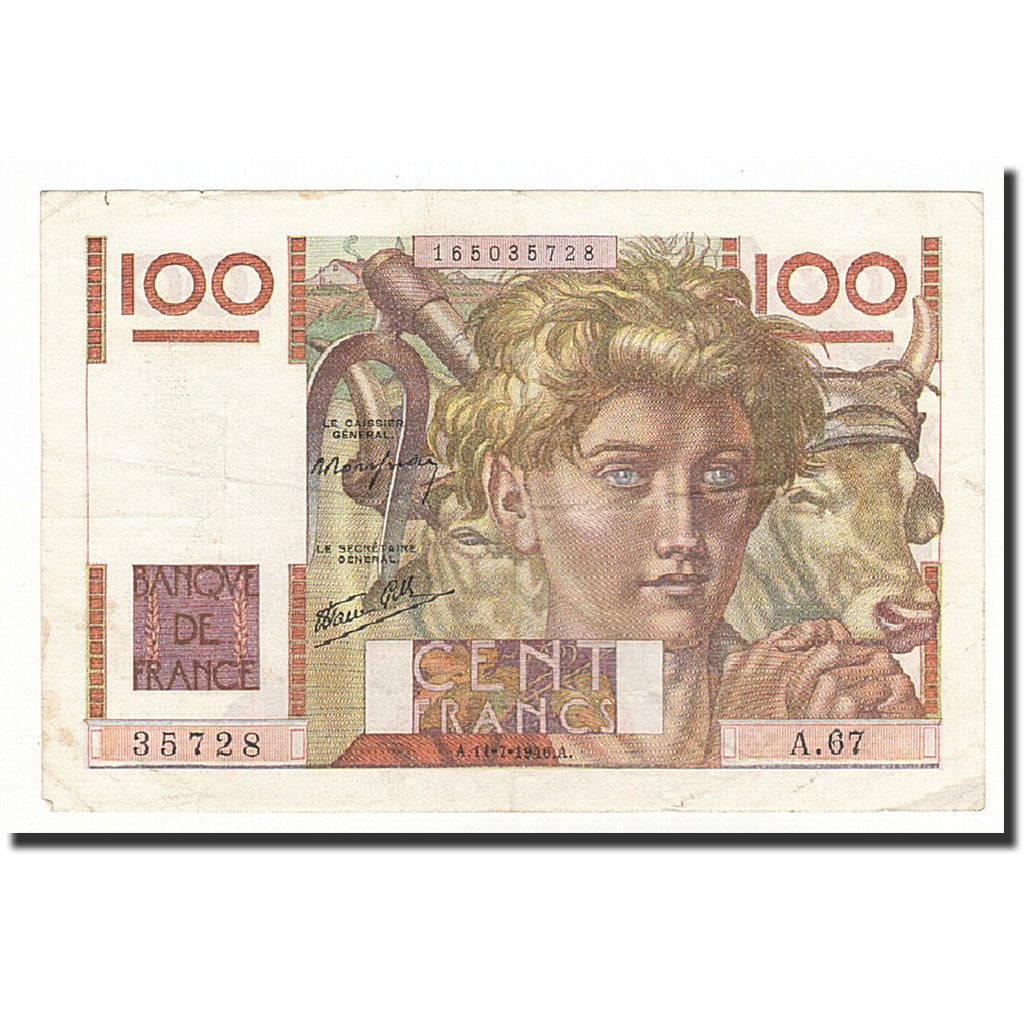 Billete, Francia, 100 Francs, 1946, 1946-07-11, BC, Fayette:28.6, KM:128a
