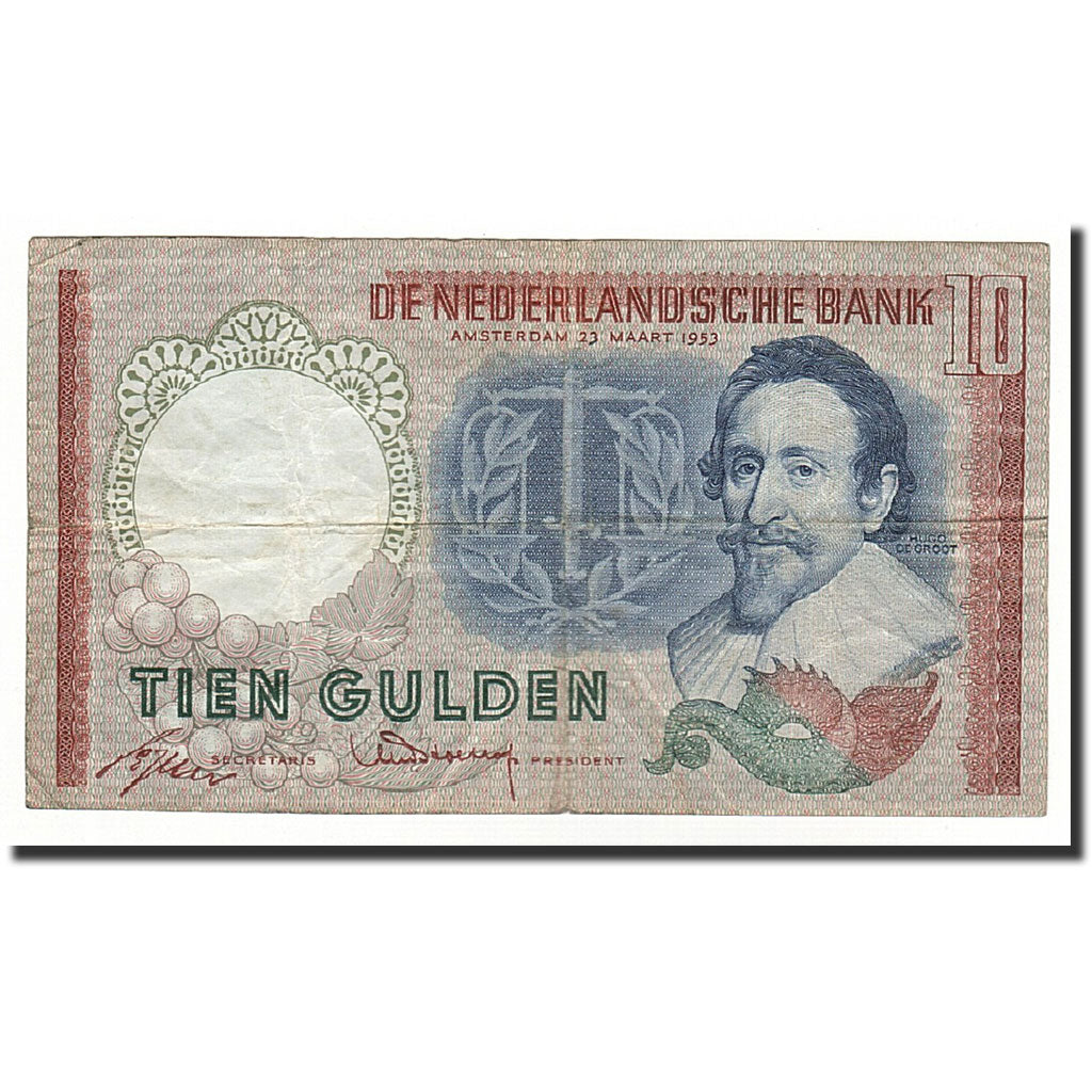 Banknote, Netherlands, 10 Gulden, 1953, 1953-03-23, KM:85, VF(20-25)