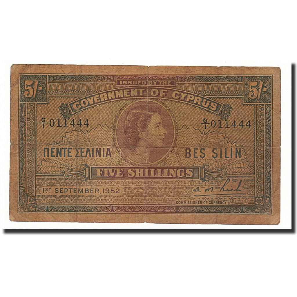 Zypern, 5 Shillings, KM:30, 1952-09-01, S+