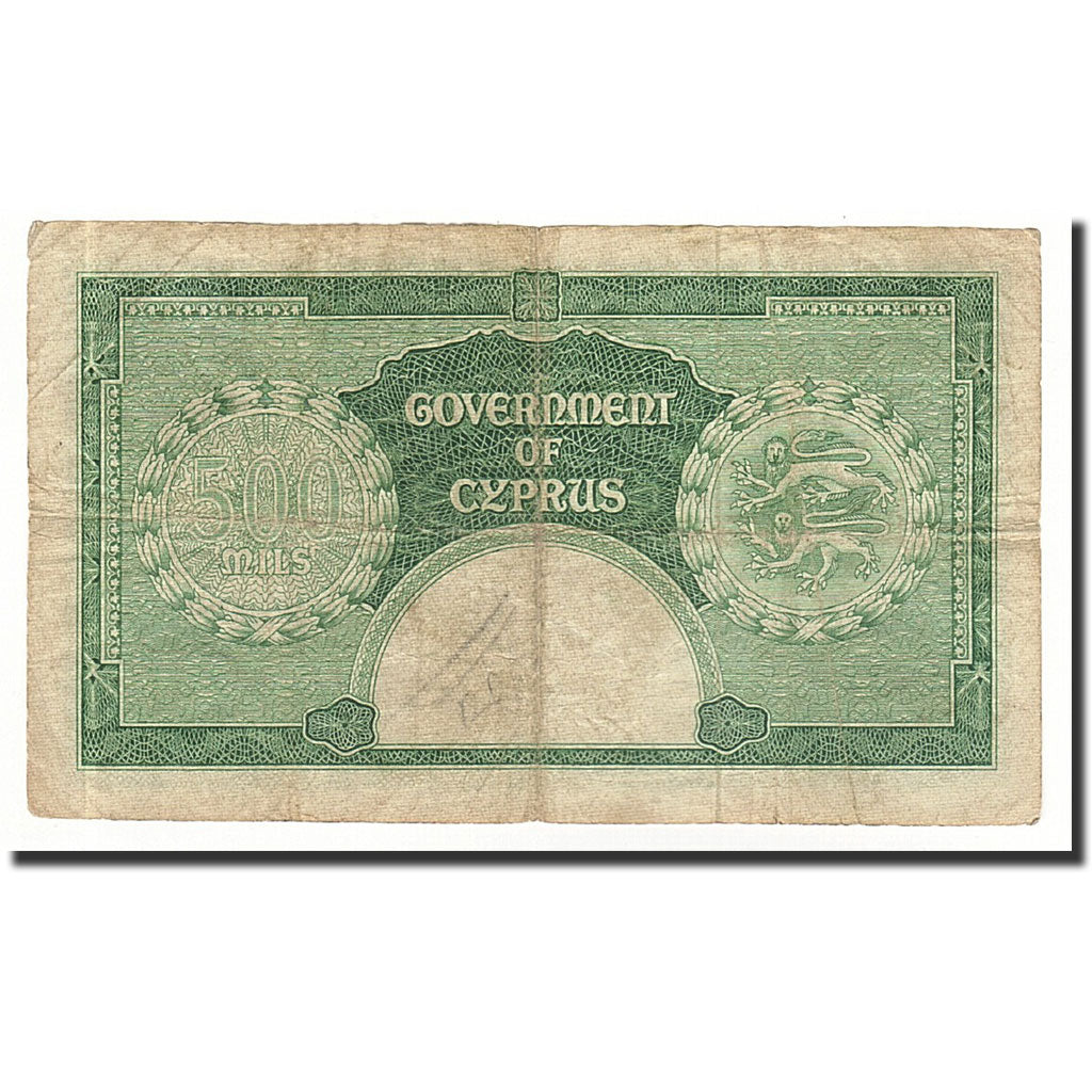 Banconote, Cipro, 500 Mils, KM:34a, 1955-01-06, MB