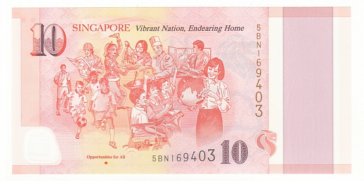 Billet, Singapour, 10 Dollars, 2015, NEUF