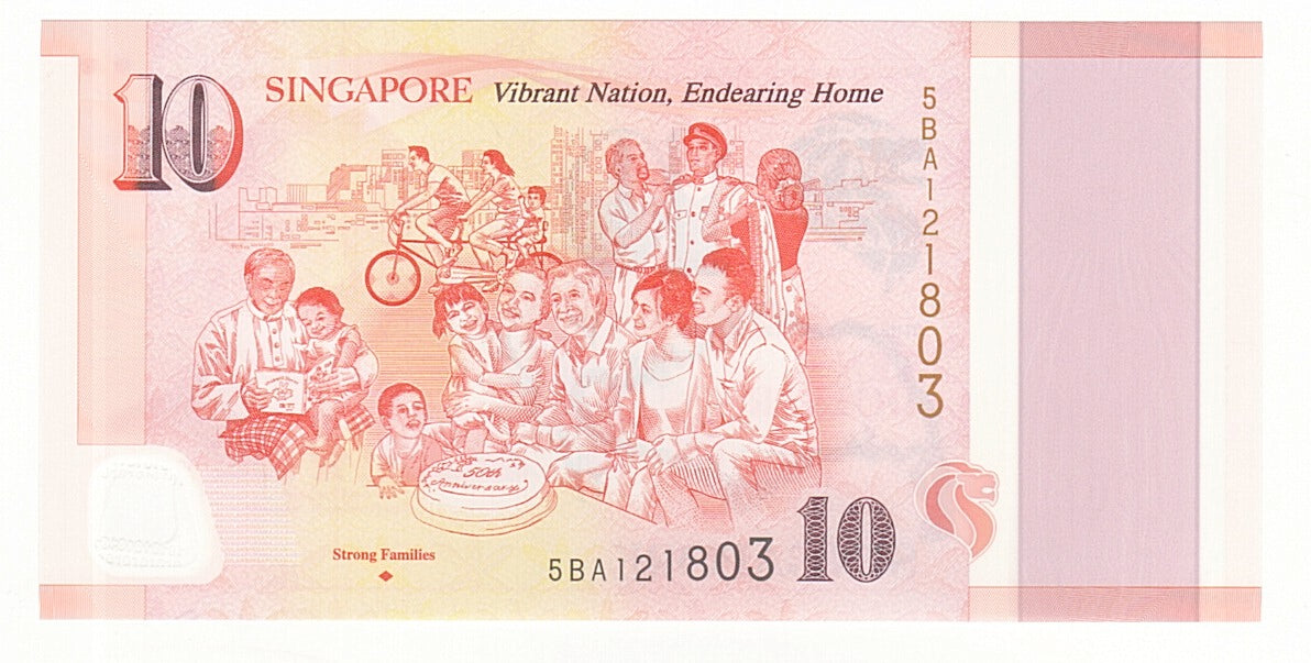 Biljet, Singapur, 10 Dollars, 2015, NIEUW