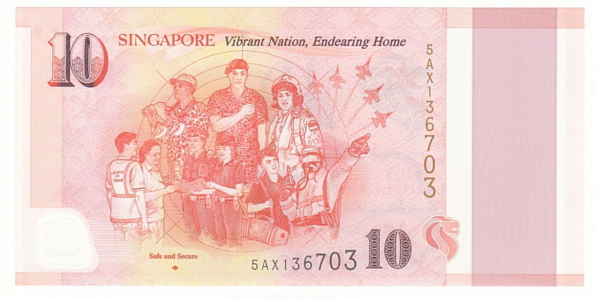 Banknot, Singapur, 10 Dollars, 2015, UNC(65-70)