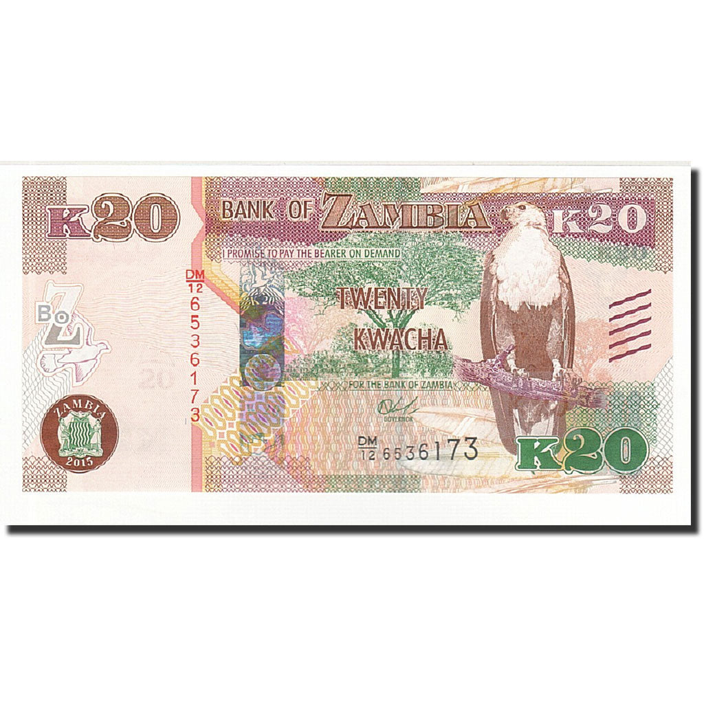 Zambia, 20 Kwacha, 2015, UNC(65-70)