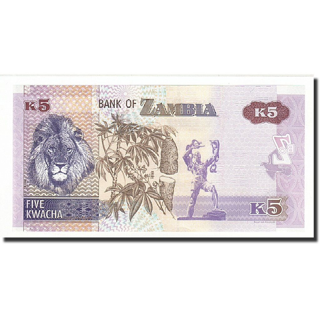 Banconote, Zambia, 5 Kwacha, 2015, FDS