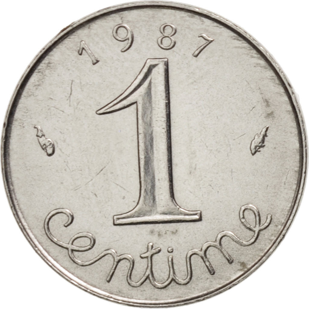 France, Épi, Centime, 1987, Paris, AU(55-58), Stainless Steel, KM:928, Gadoury91
