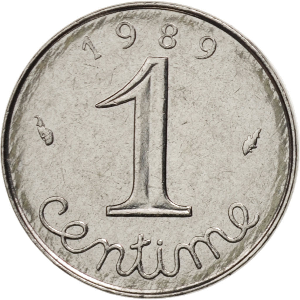 France, Épi, Centime, 1989, Paris, AU(55-58), Stainless Steel, KM:928, Gadoury91
