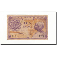 Billet, French West Africa, 10 Francs, 1943-01-02, KM:29, B+