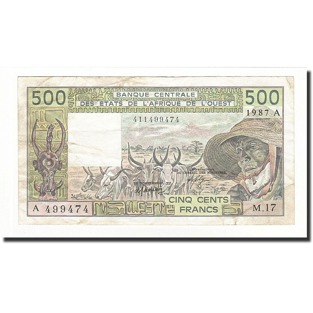 Banconote, Stati dell'Africa occidentale, 500 Francs, 1987, KM:106Ak, BB