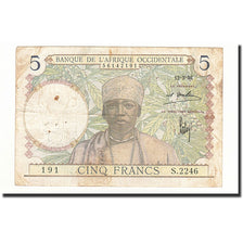 Banconote, Africa occidentale francese, 5 Francs, KM:21, 1936-03-12, BB