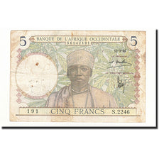 Billet, French West Africa, 5 Francs, 1936-03-12, KM:21, TTB
