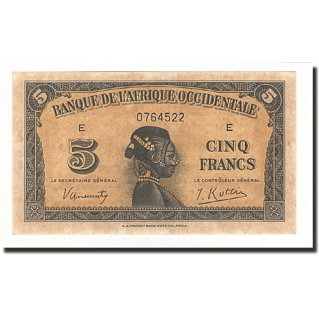 French West Africa, 5 Francs, 1942-12-14, KM:28b, NEUF
