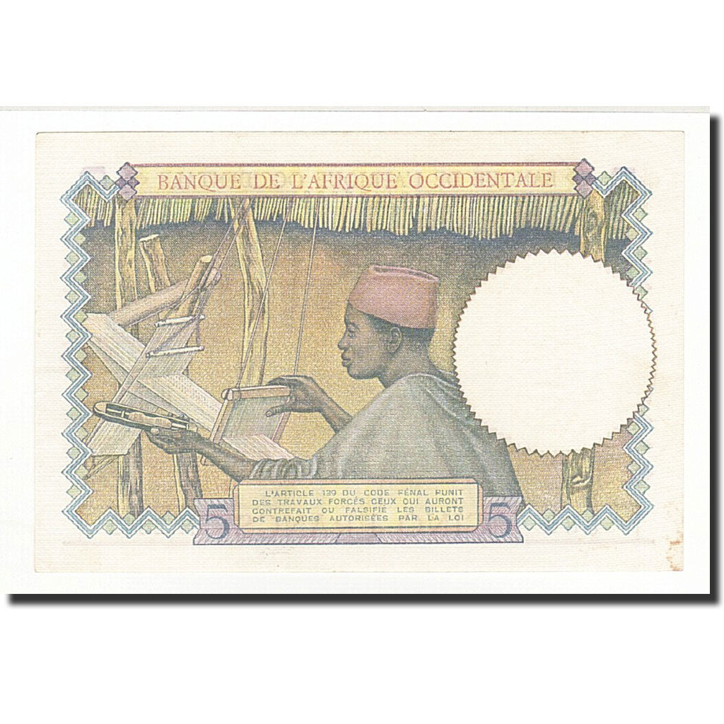 Billet, French West Africa, 5 Francs, 1937-03-15, KM:21, NEUF